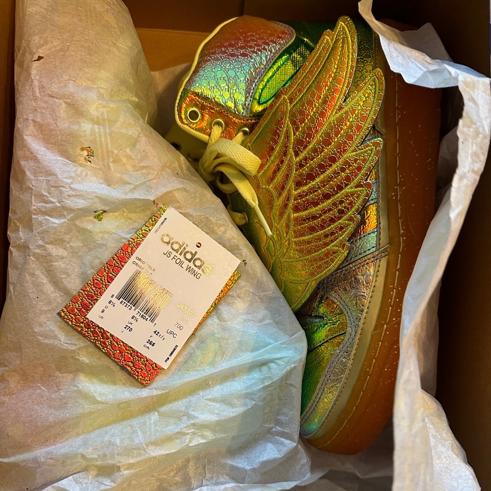 Adidas Jeremy Scott Foil Wings Iridescent Metallic 9 Shoe Sneakers